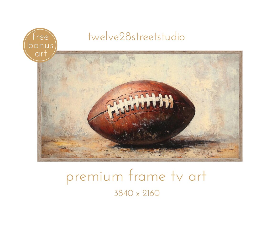 Football Season Close Up Vintage Leather Football Textured Art Poster