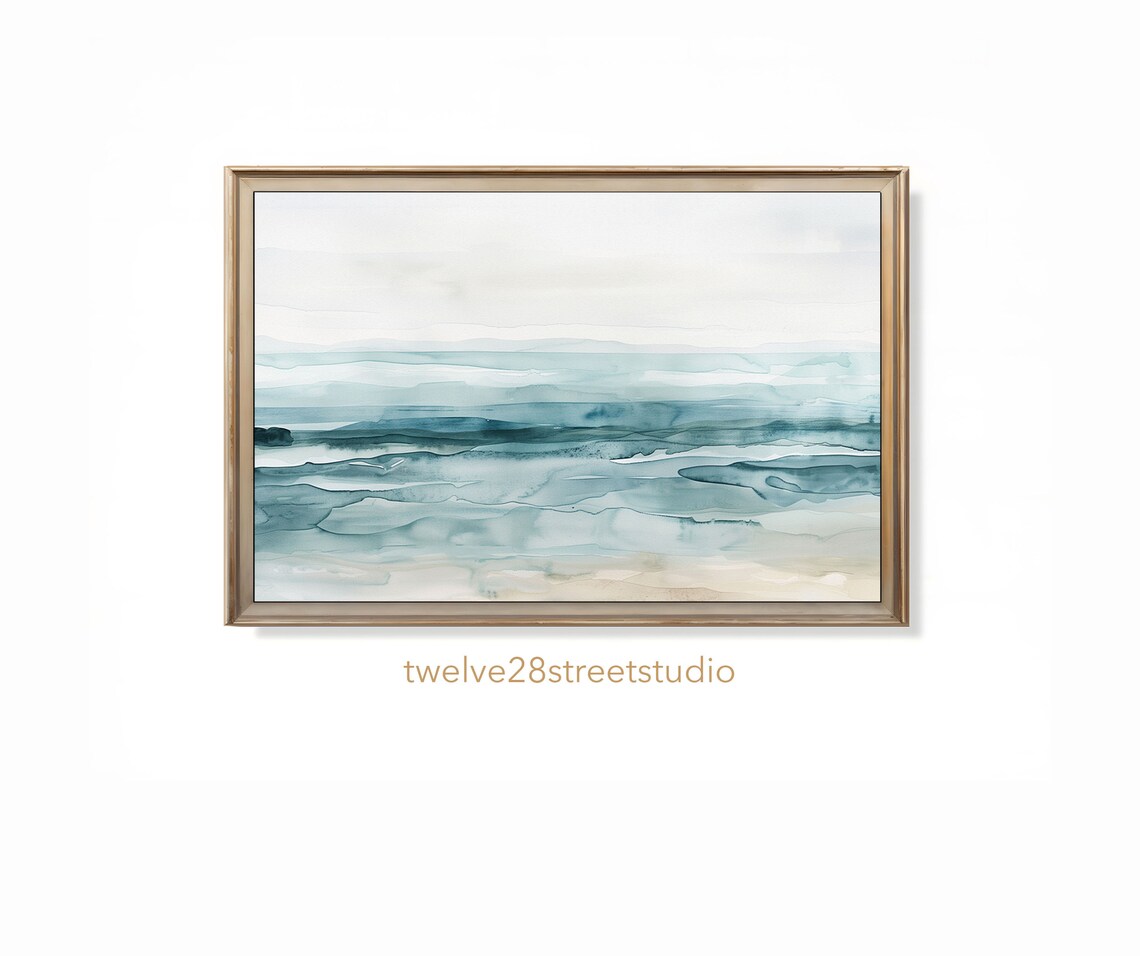 Abstract Watercolor Beach, Neutral Coastal Art Print