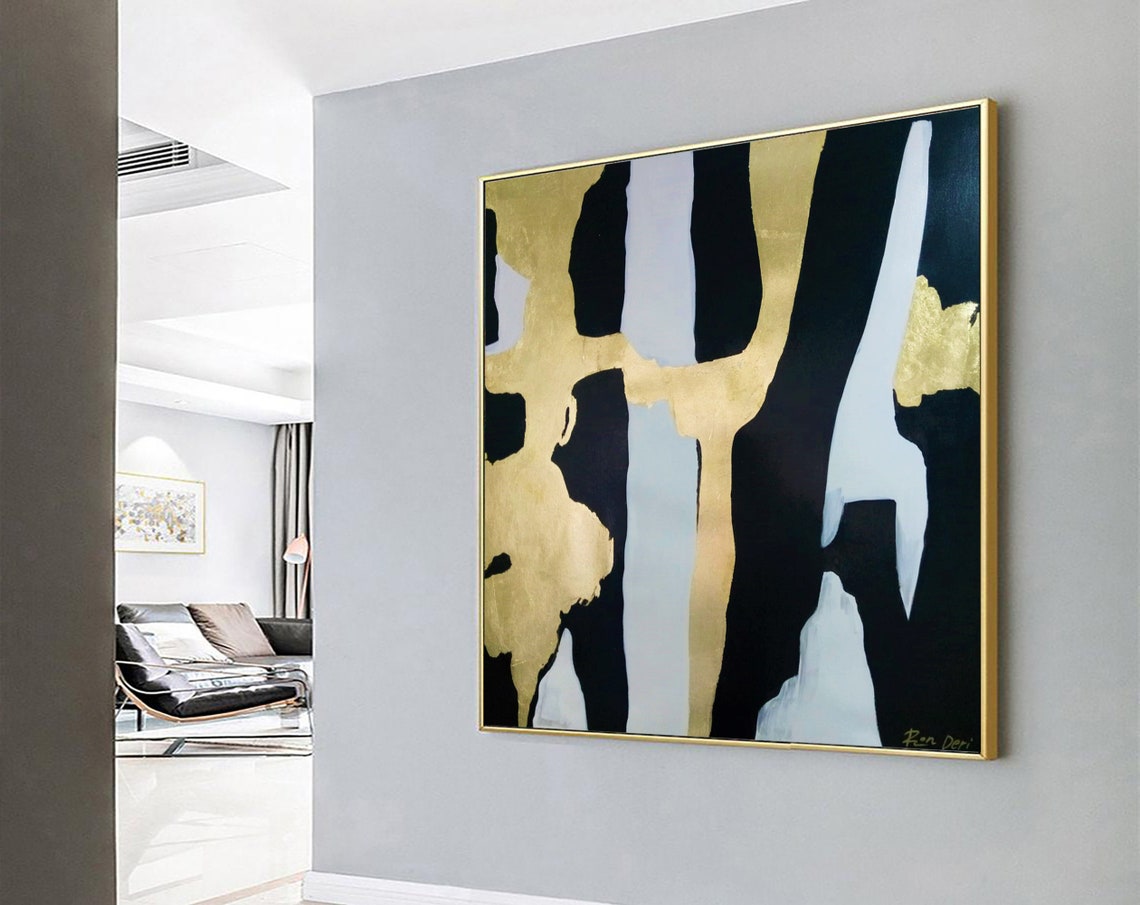 Ethereal Gold Leaf Black White Striking Minimalist Art Poster - Image 5