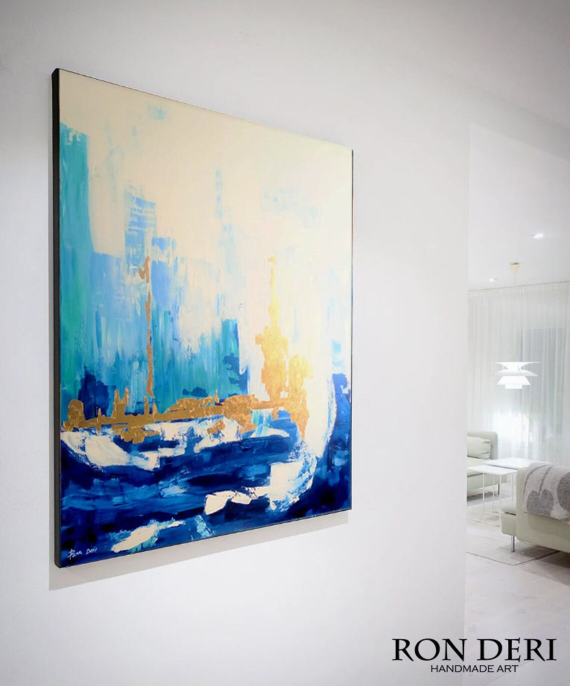 Blue Skyline Abstract Art Print, Contemporary - Image 3