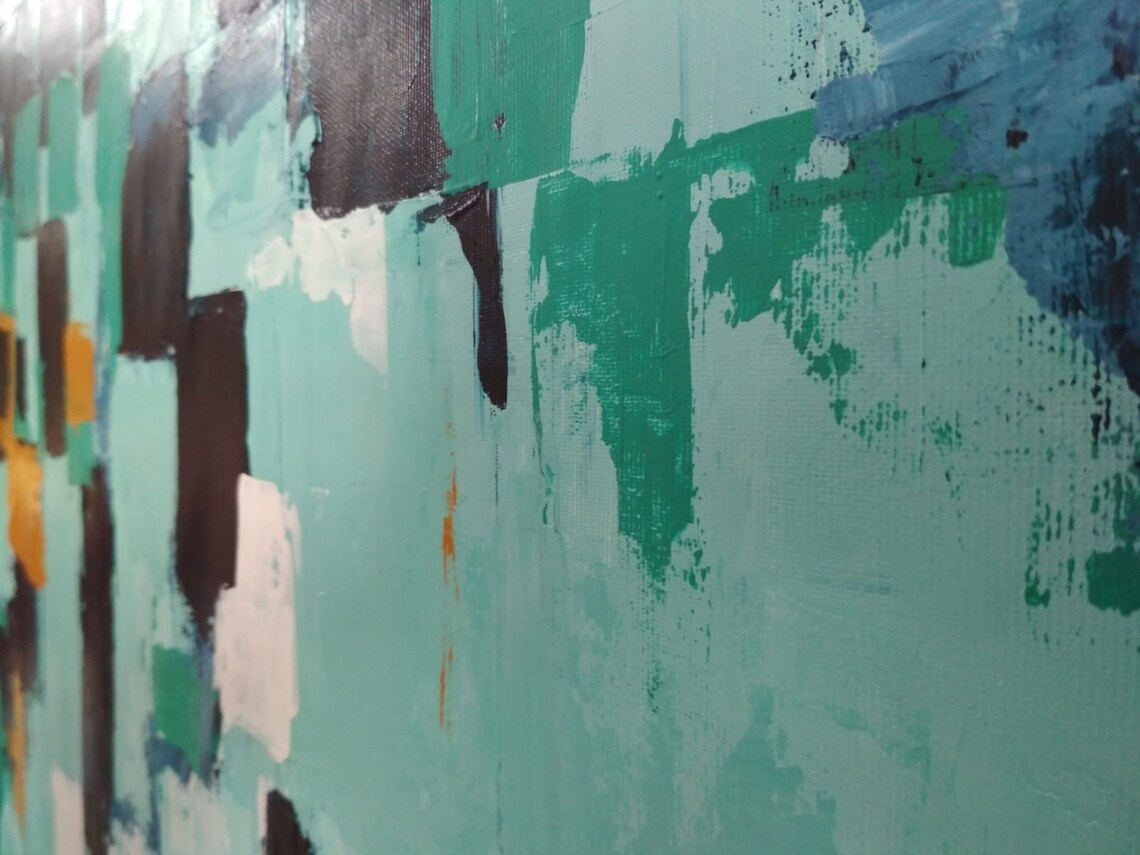 Mint Abstract Painting, Modern Living Room Art Print - Image 2