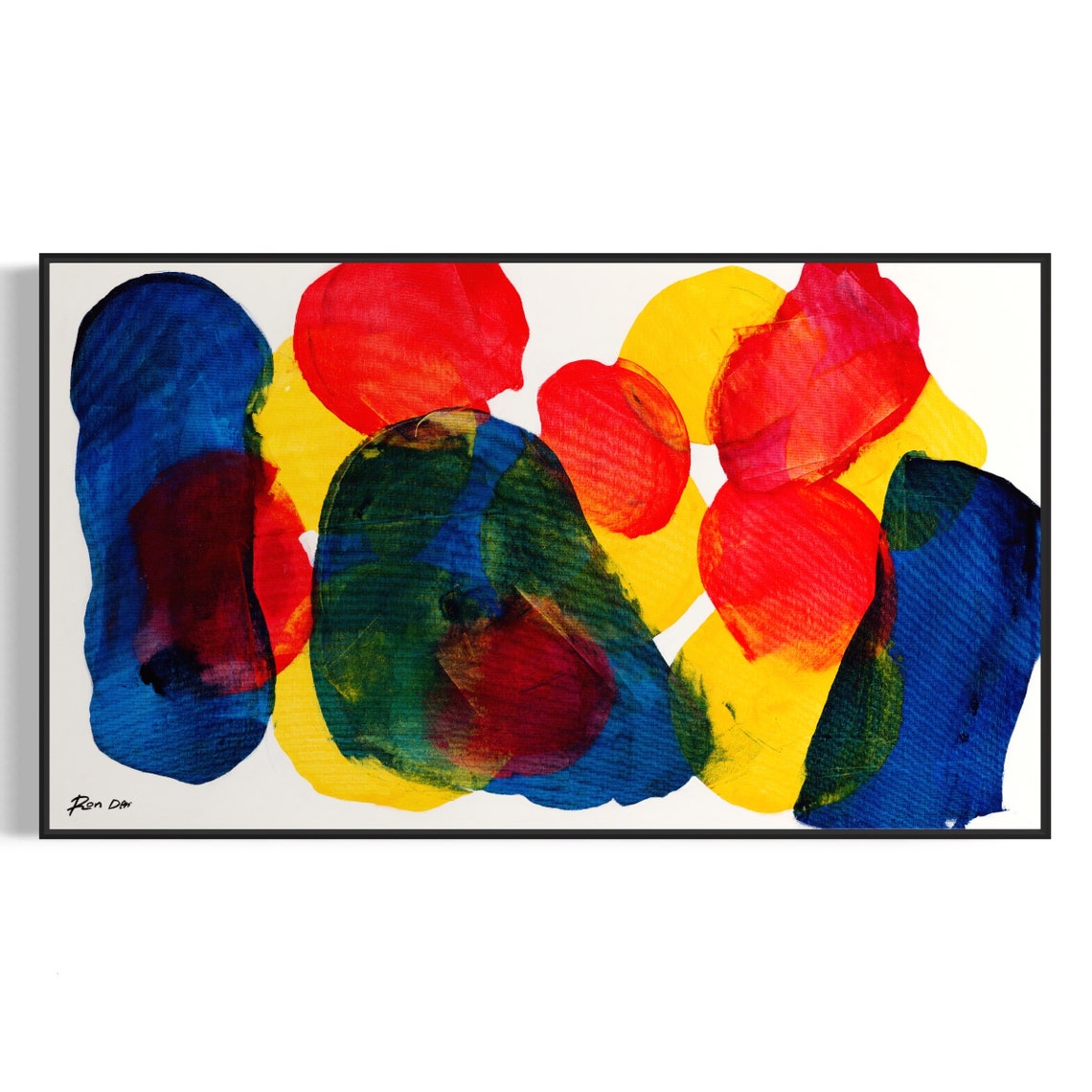 Finger Prints Bold Red Blue Yellow Fingerprint Ovals Abstract Poster