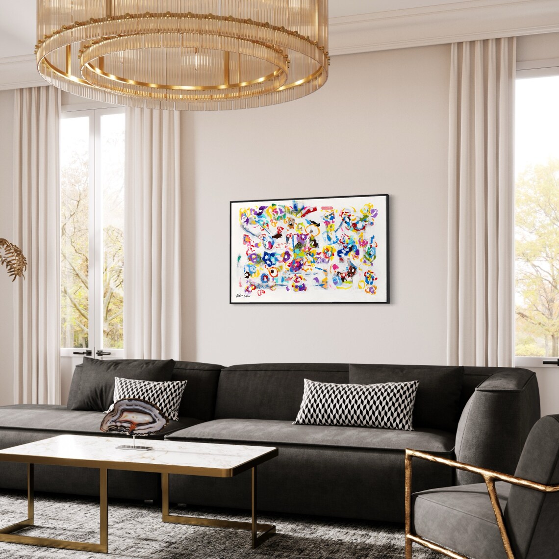 Abstract Flowers Modern Art Print, Contemporary