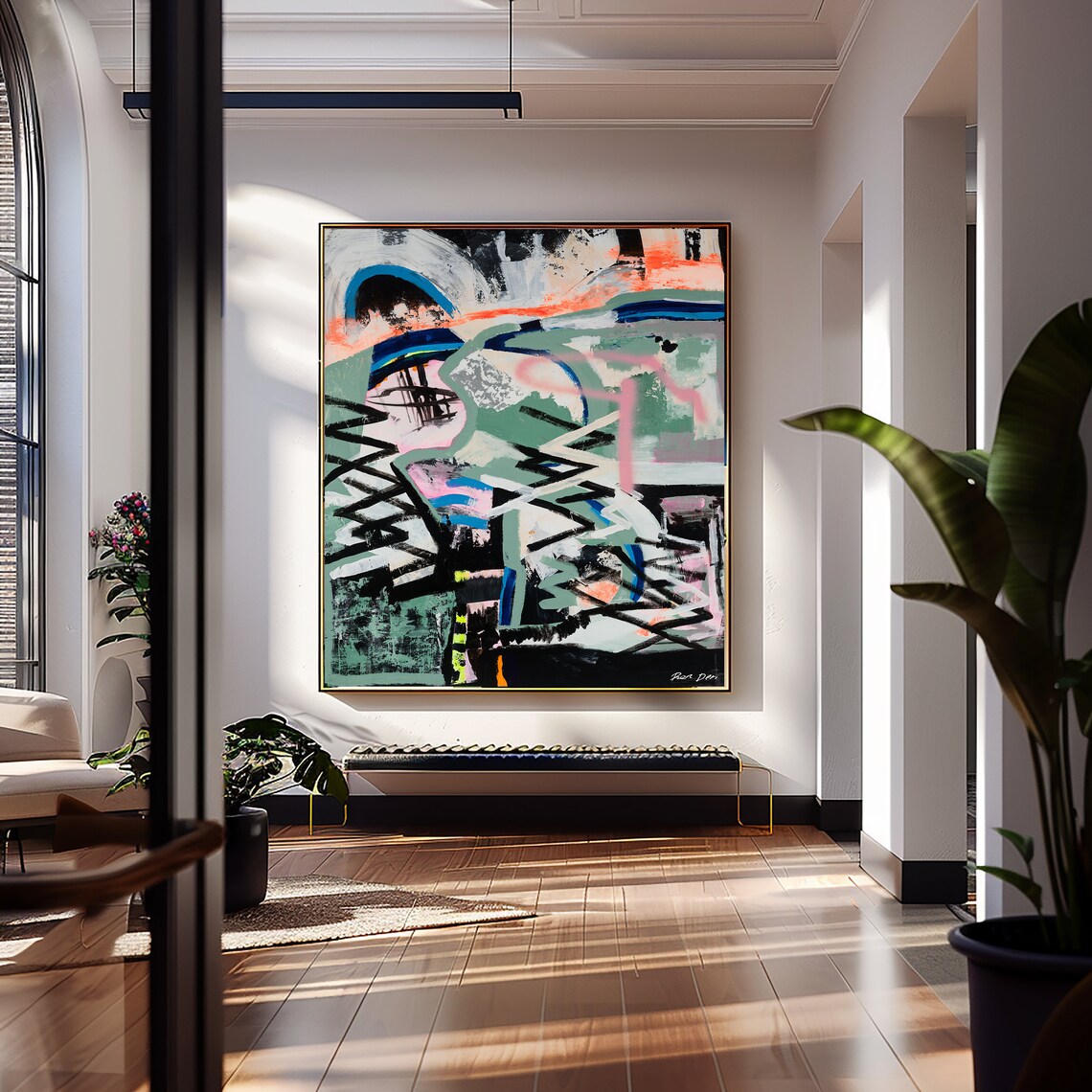 Green Graffiti Abstract Painting, Contemporary Art Print - Image 5