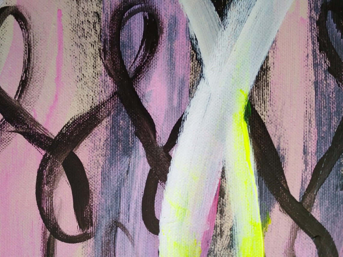 Pink Black And Neon Swirl Modern Abstract Painting By Ron Deri Poster - Image 2