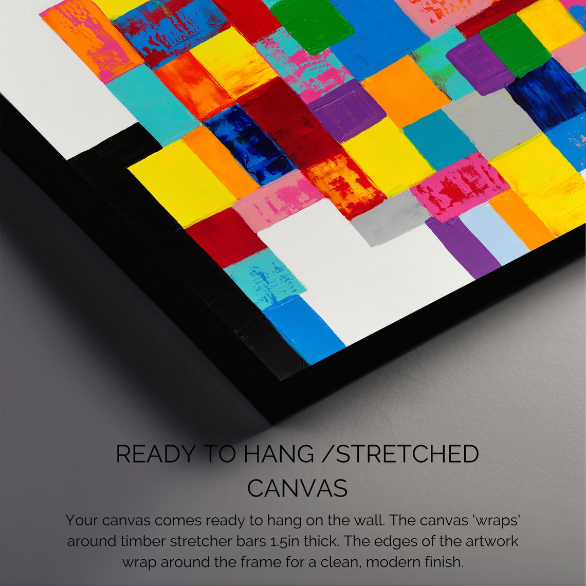 Colorful Mosaic Squares Grid on White Geometric Abstract Poster - Image 3