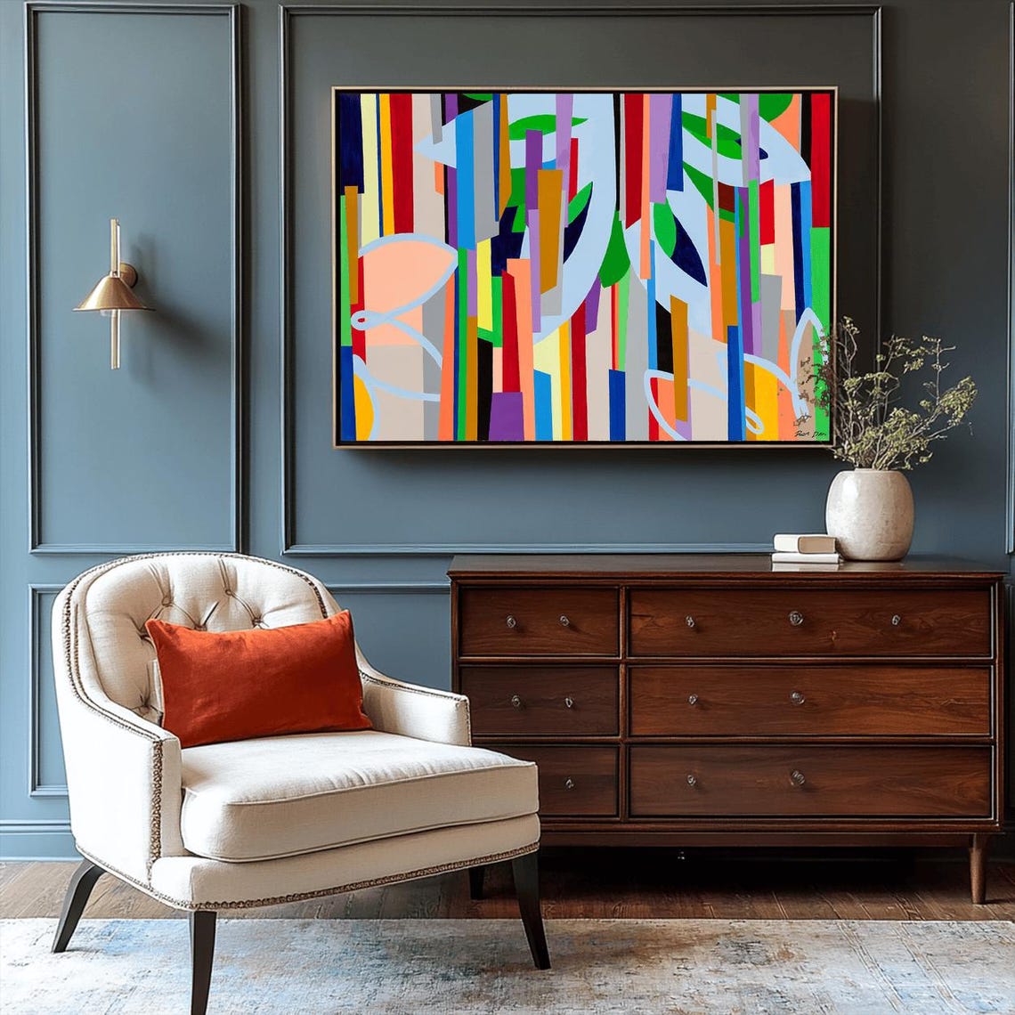 Rainbow Vertical Stripe Abstract Poster Bold Multicolor Pop Lines - Image 2