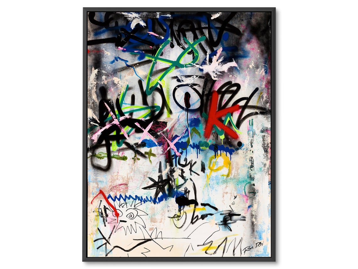 Mark K Bold Graffiti Tags on White Street Art Spray Paint Poster