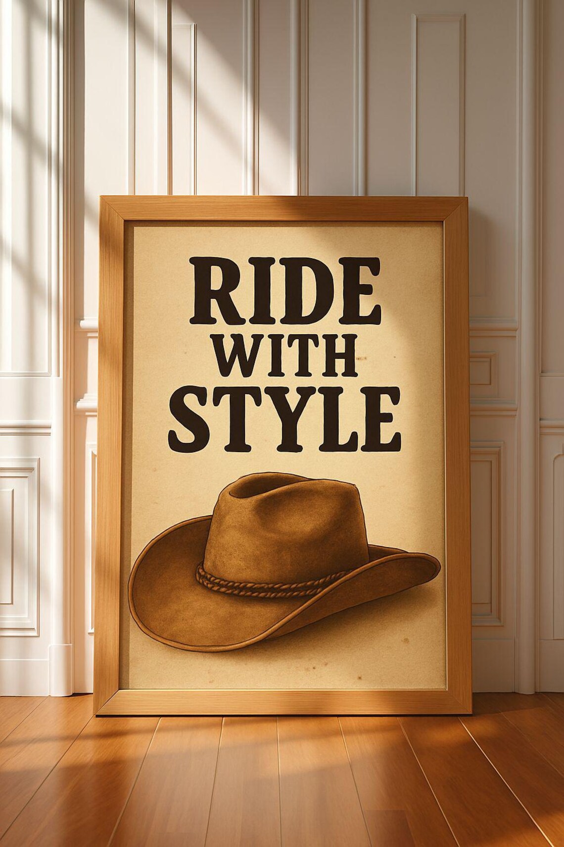 Ride With Style Western Cowboy Hat Retro Ranch Vintage Poster Art