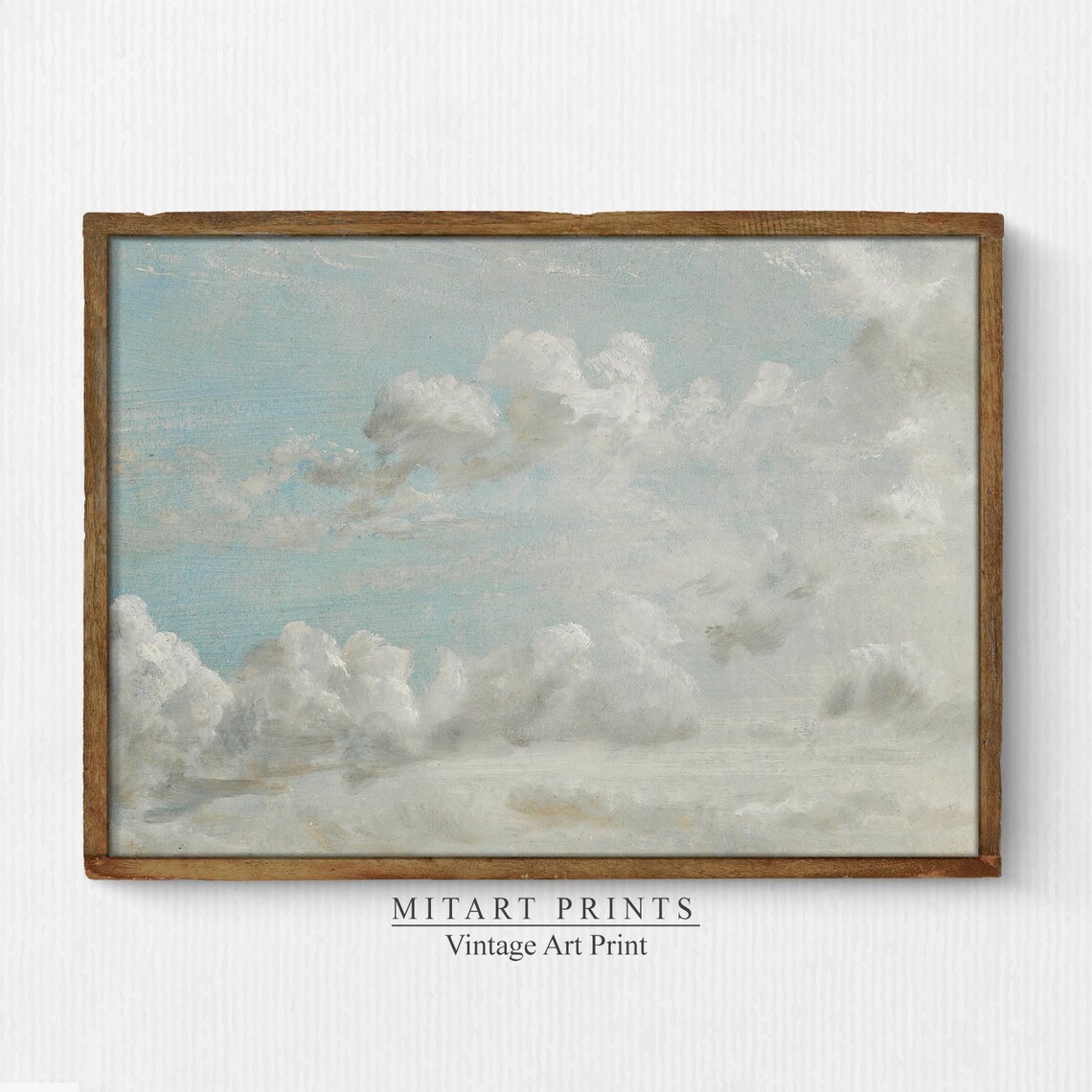 Vintage Cloud Painting Neutral Sky Art Print