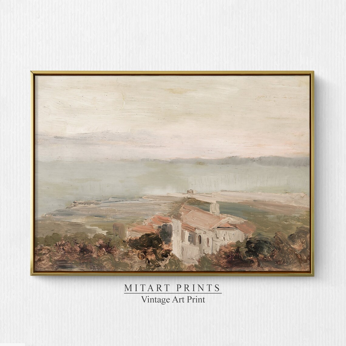 Vintage Warm Tone Coastal Painting Art Print