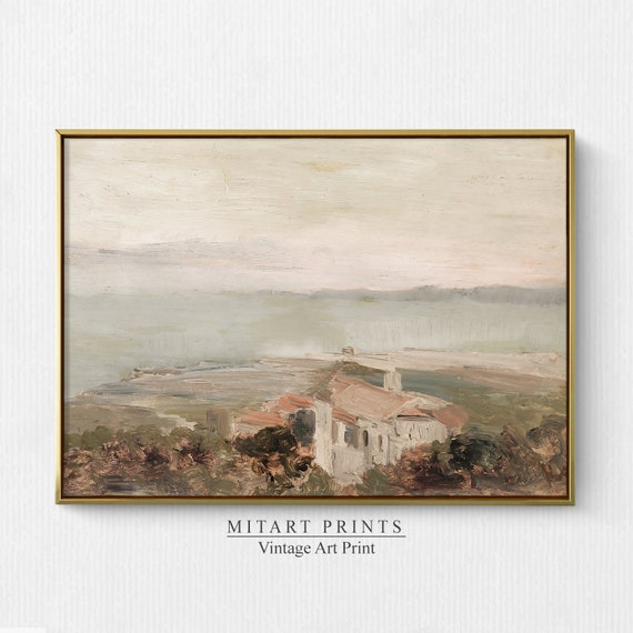 Vintage Warm Tone Coastal Painting Art Print