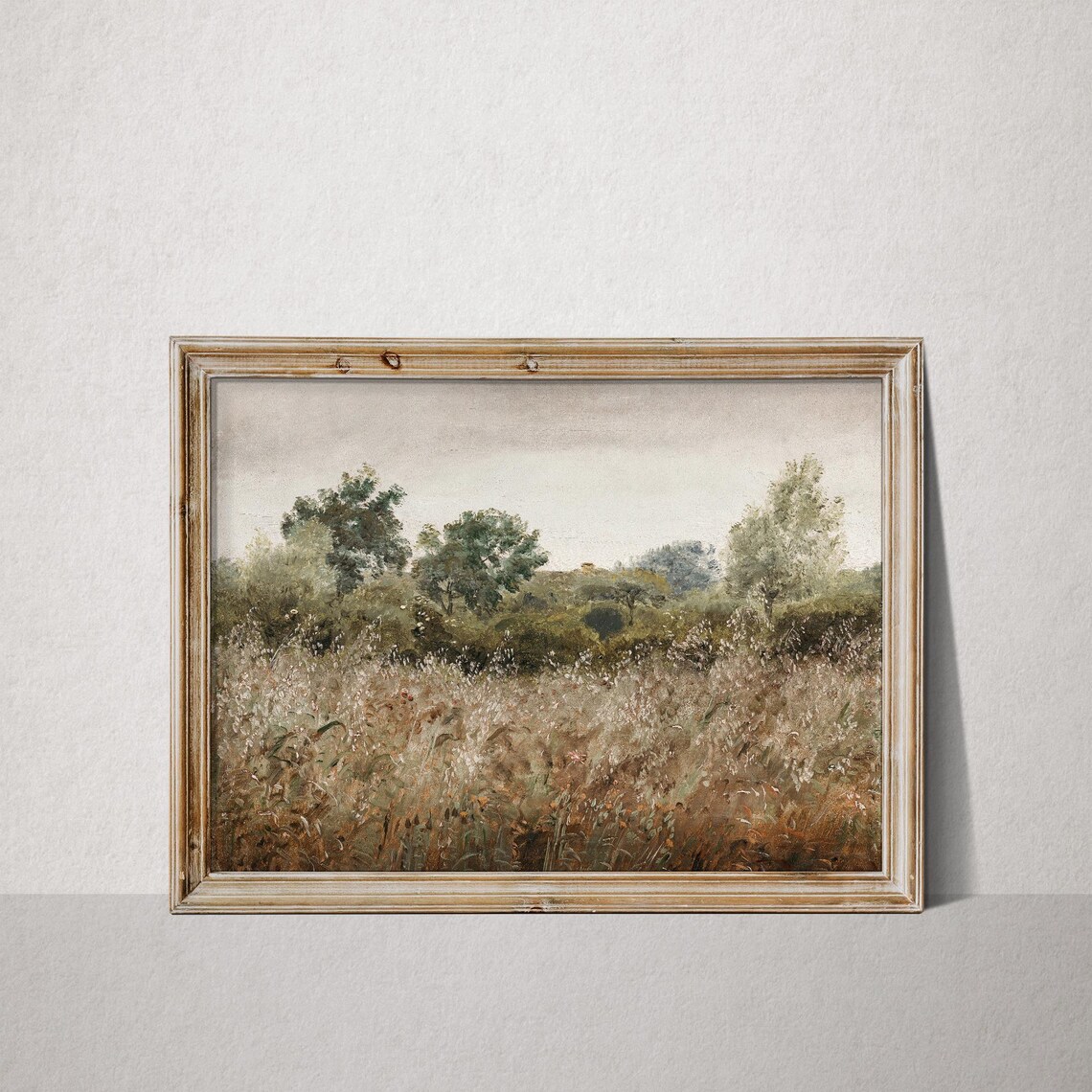 Vintage Wildflower Field Landscape Art Print - Image 2