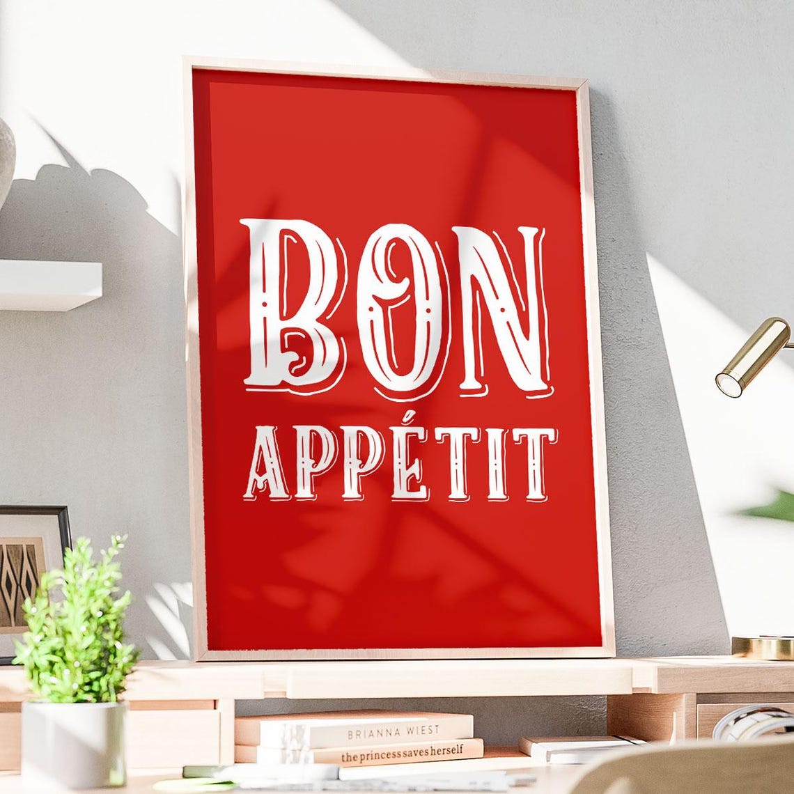 Bon Appetit White Red Bold Vintage Kitchen French Bistro Decor Poster - Image 3