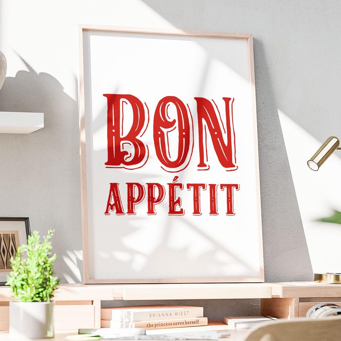 Bon Appetit Red Vintage Lettering Kitchen Dining French Bistro Poster - Image 3