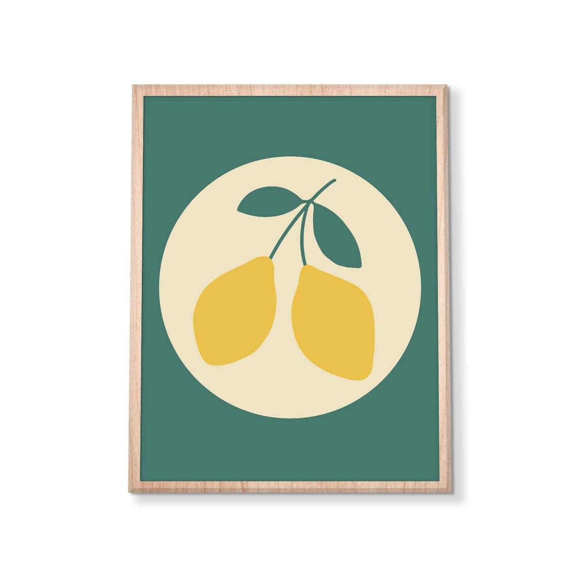 Lemon Circle Kitchen Poster Green and Yellow Citrus Fruit Decor - Image 3
