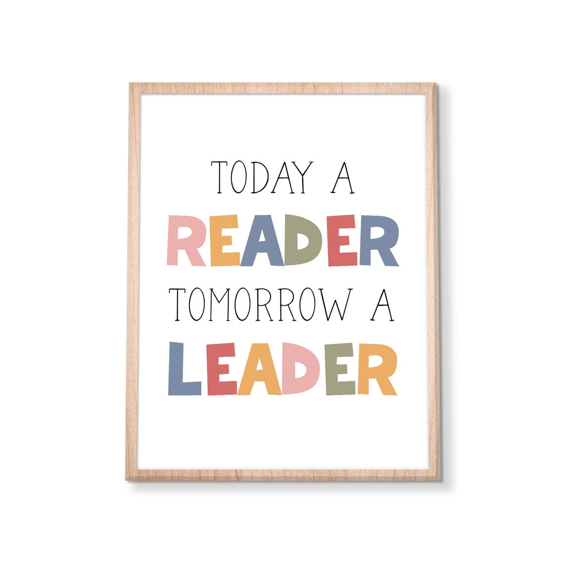 Today a Reader Tomorrow a Leader Colorful Kids Reading Poster - Image 3