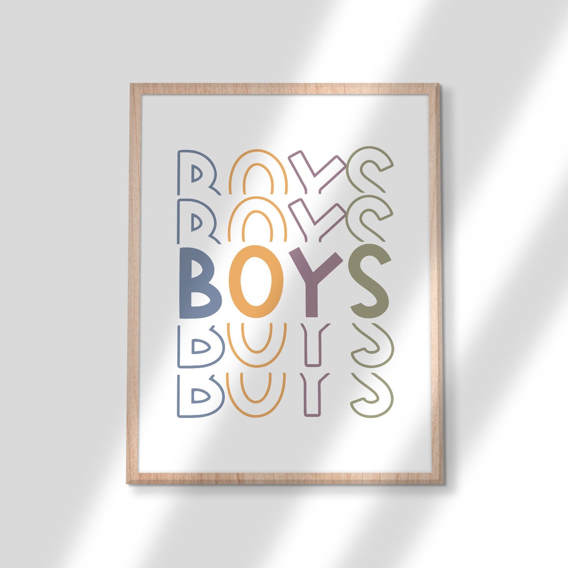 Boys Colorful Stacked Letters Kids Bedroom Typography Poster - Image 3