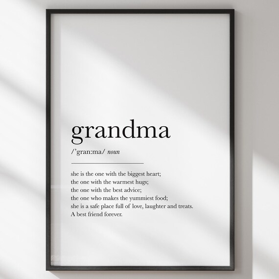 Grandma Definition Dictionary Style Grandmother Gift Quote Poster