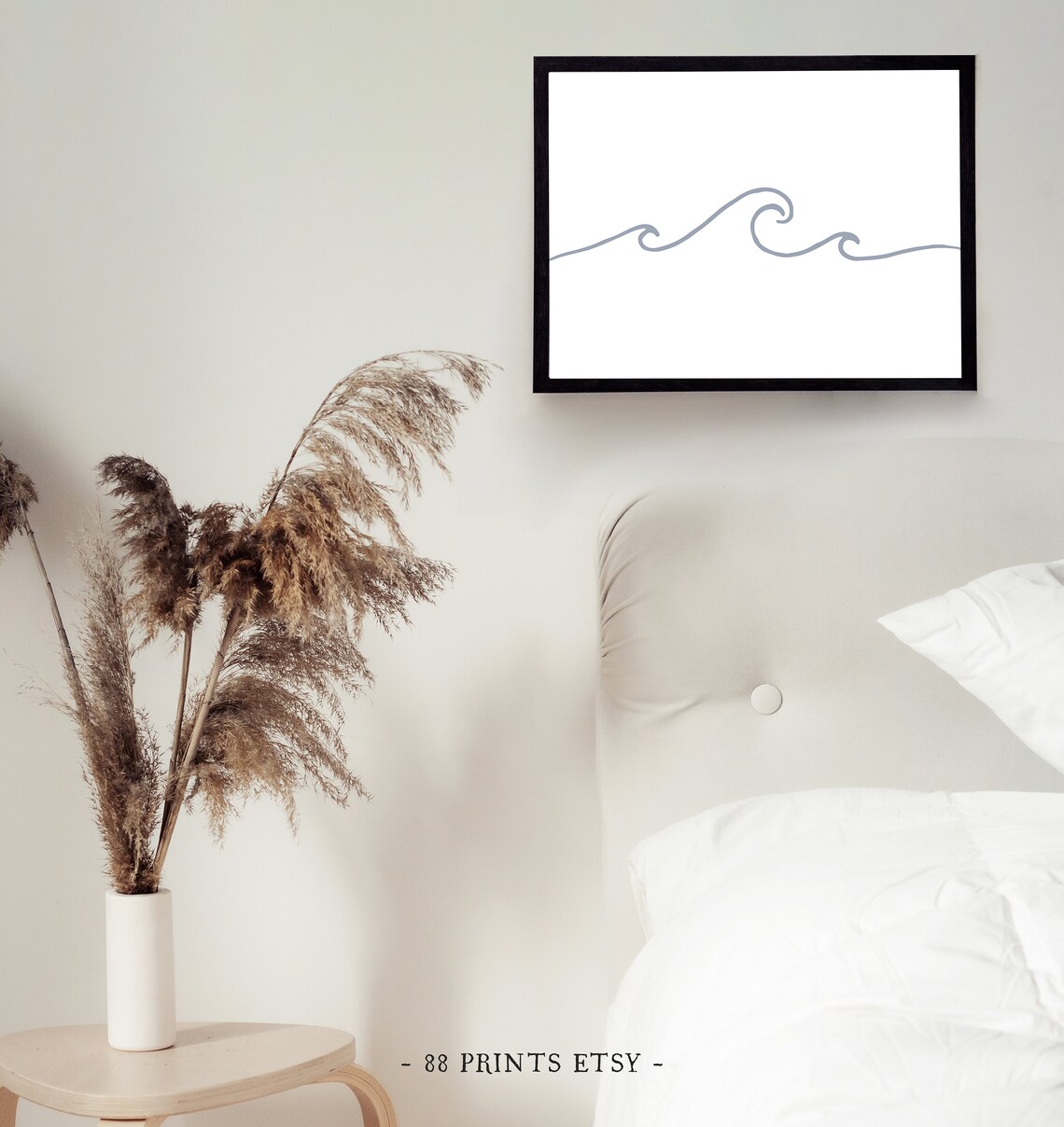 Wave Print Fine Line Print Minimal Wall Decor Gift For Surfer Go With The Flow Print Ocean Print Minimal - Image 3