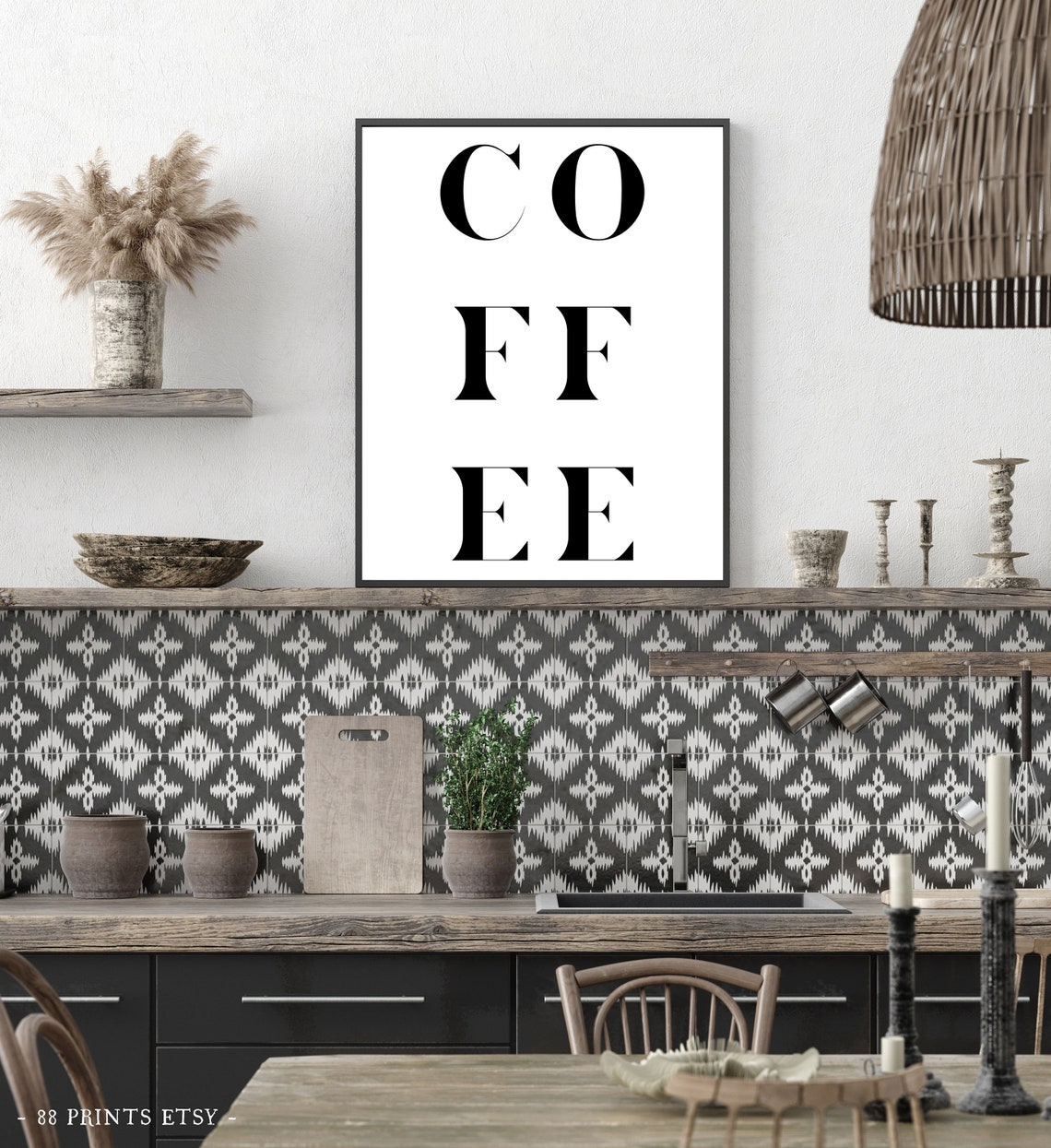 Coffee Typography Bold Black Letters Minimalist Kitchen Poster - Image 2