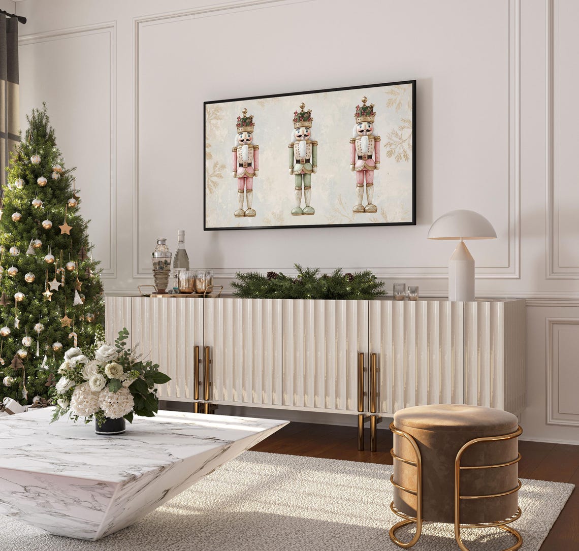 Pastel Pink and Sage Nutcracker Trio Christmas Ballet Decor Poster - Image 4
