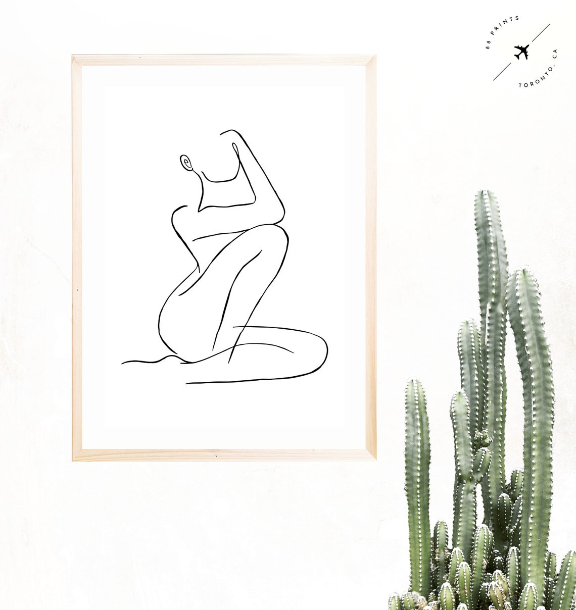 Seated Woman Figure One Line Art Black and White Minimalist Poster - Image 2