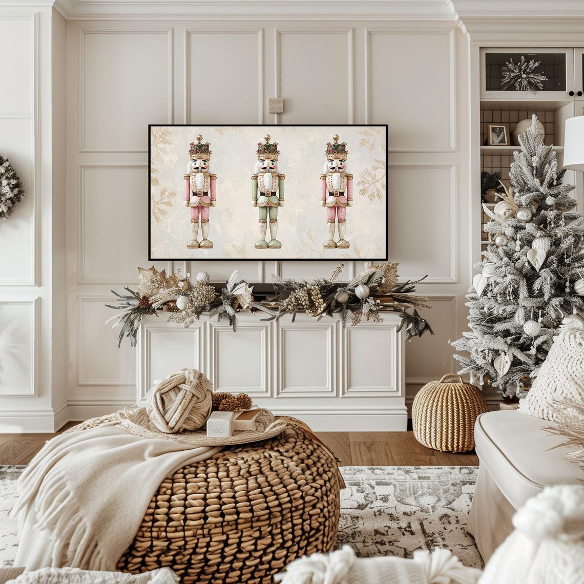 Pastel Pink and Sage Nutcracker Trio Christmas Ballet Decor Poster - Image 2