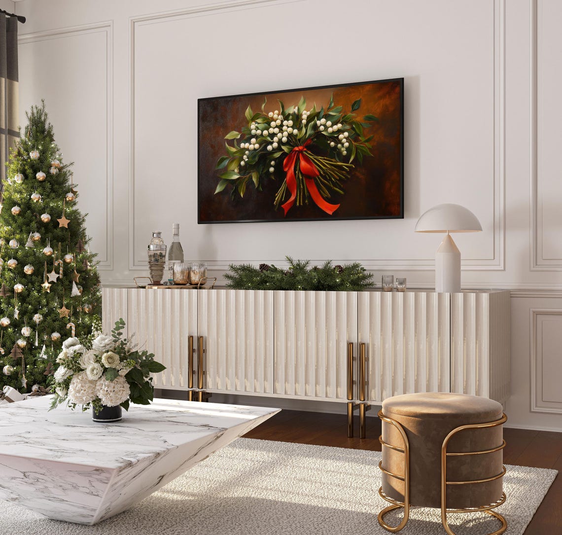 Festive Holiday Mistletoe Bouquet Christmas Frame TV Art Poster - Image 4