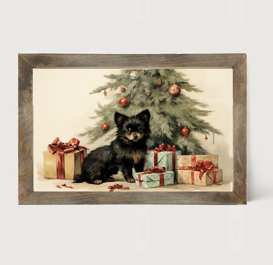 Little Dog With Presents, Chihuahua Christmas Art Print - Image 4
