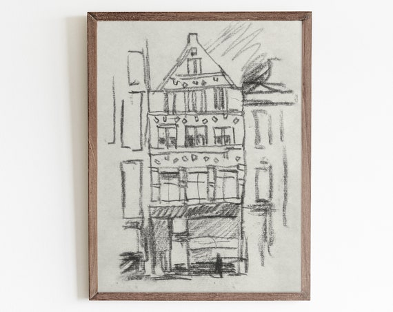 Vintage Architecture Print Abstract Line Art Wall Decor Vintage Art Print Abstract Drawing Abstract Line Print Sketch Art Antique Art