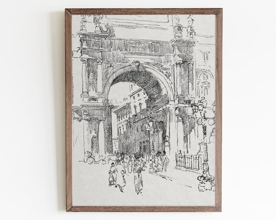Antique Arch Sketch Art Vintage Architecture Wall Art For Gallery Wall Decor Minimalist Wall Art Architecture Drawing Vintage Etching