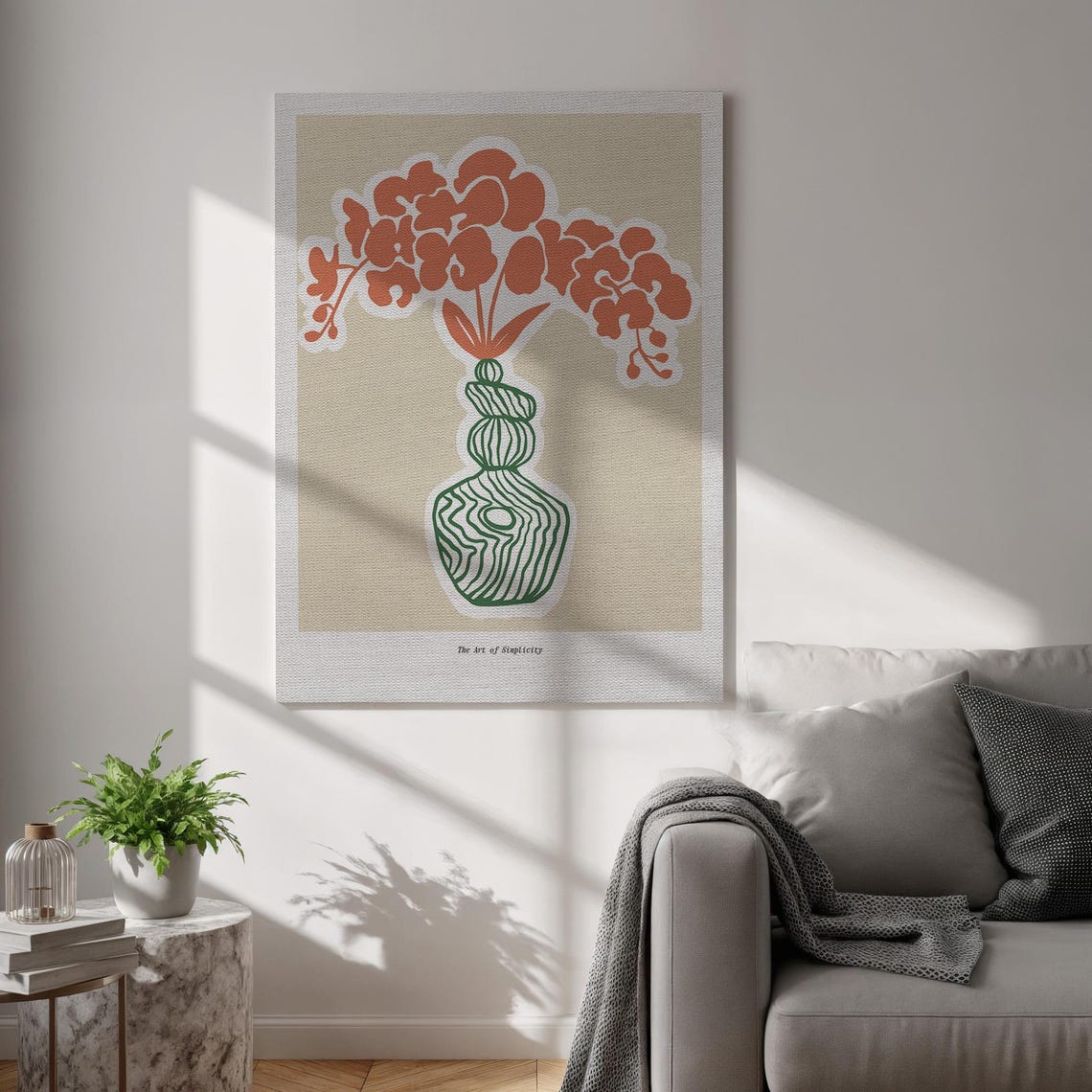 Abstract Flower Green Vase Minimalist Blooms Simplicity Artwork Poster