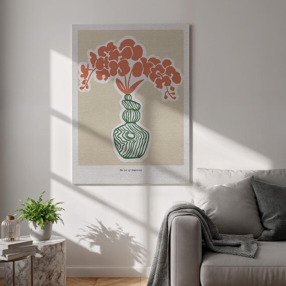Abstract Flower Green Vase Minimalist Blooms Simplicity Artwork Poster