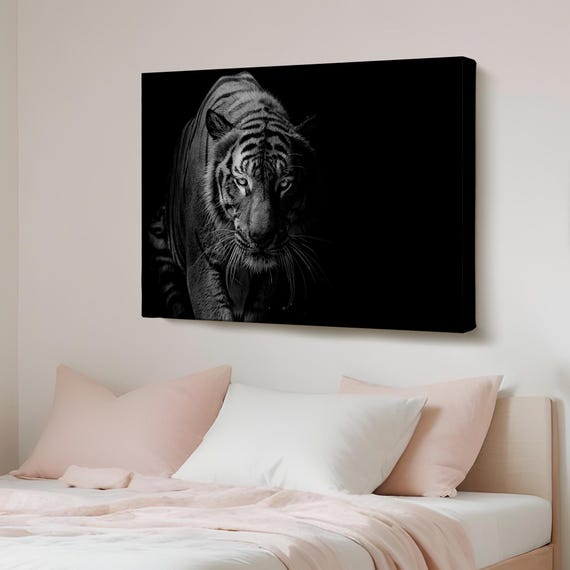 Tiger Decorative Canvas Painting Housewarming Gifts Animal Modern Wall Art Framed Decor