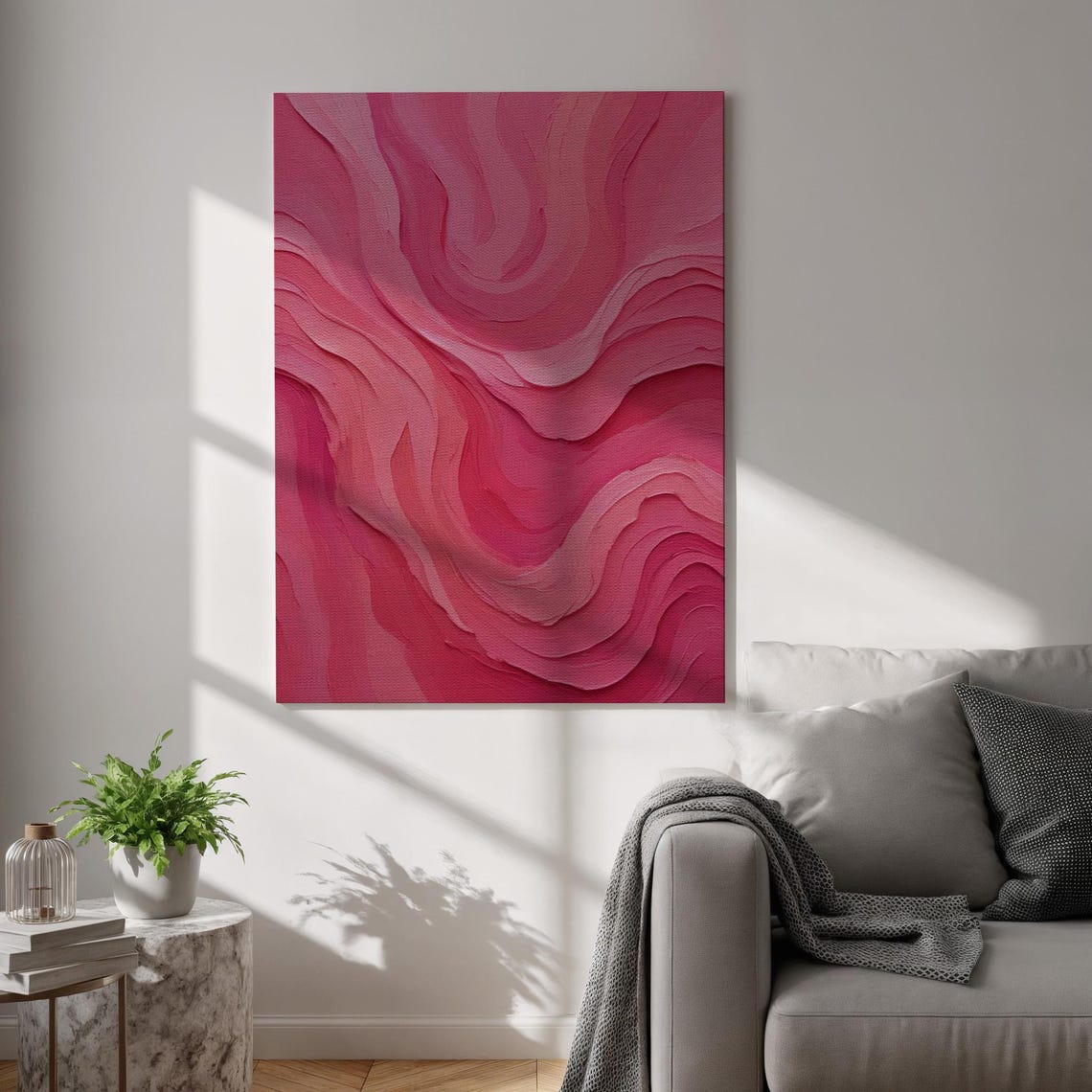 Blush Pink Wavy Layers Textured Bold Abstract Modern Art Poster