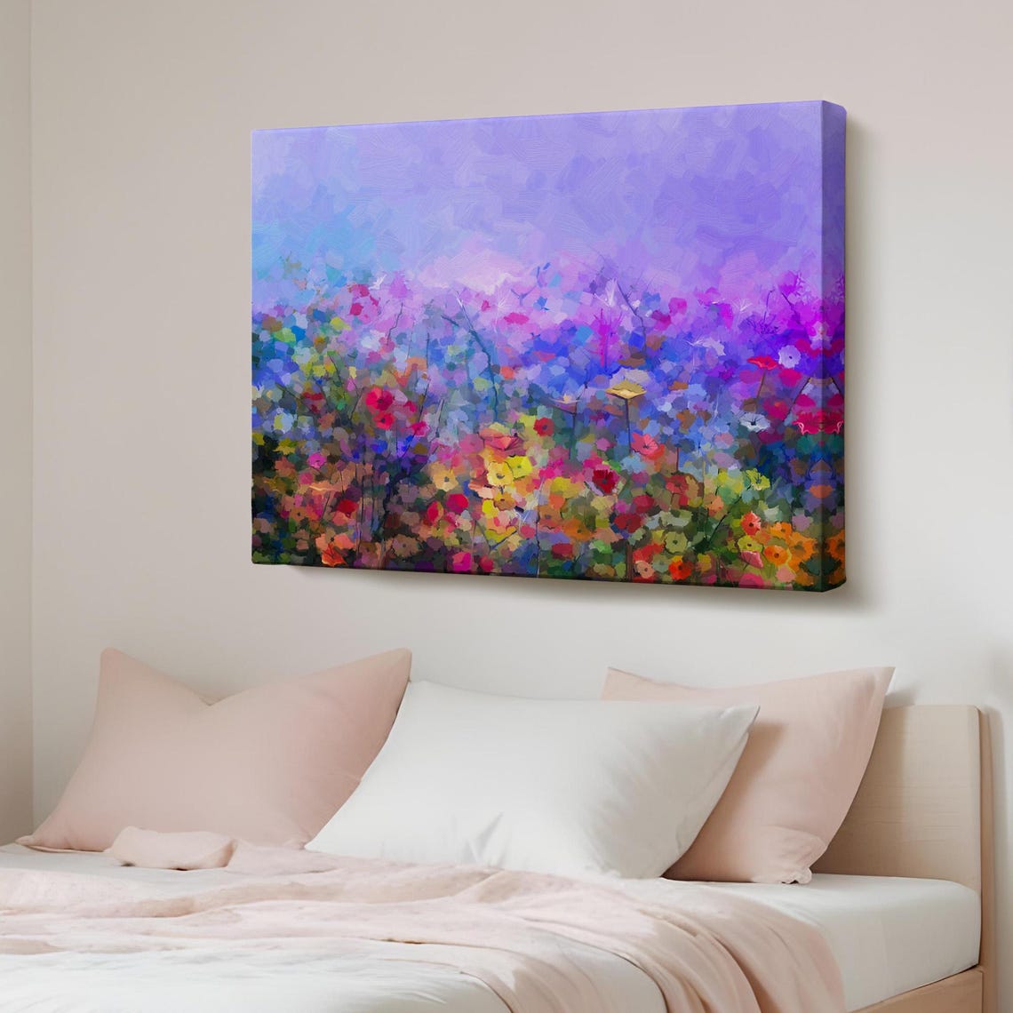 Wildflower Meadow in Purple Pink and Blue Impressionist Wall Art