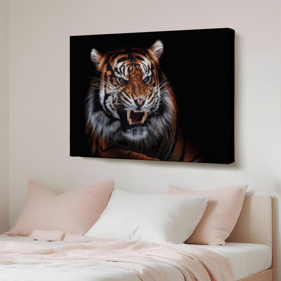 Tiger Decorative Canvas Painting Framed Wall Art Housewarming Gifts Large Decor Gift For Nature Enthusiasts