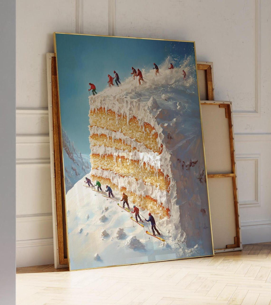 Retro Apres Ski Mini Skiers Art Print - Image 3