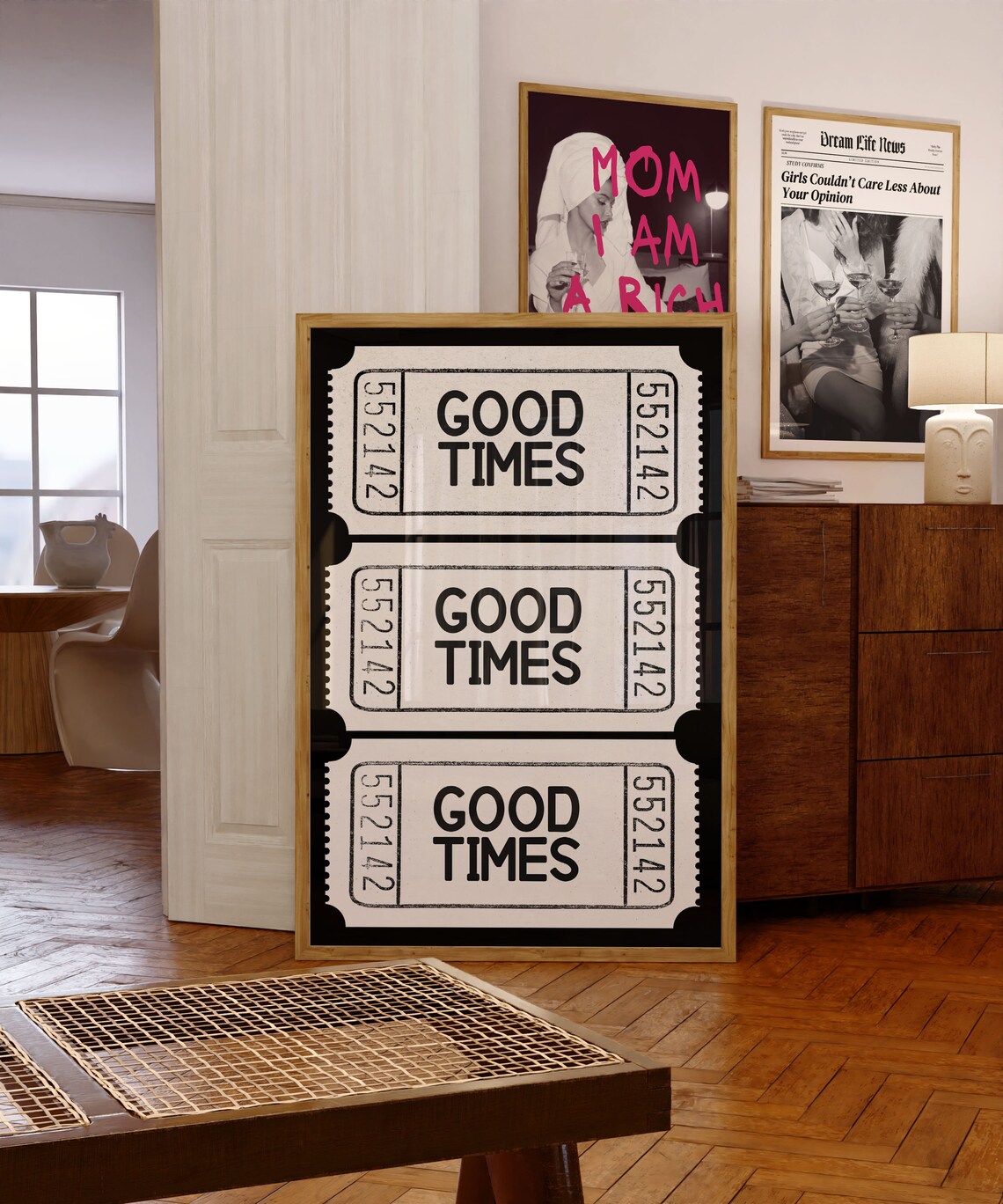Good Times Black And White Ticket, Retro Art Print - Image 2