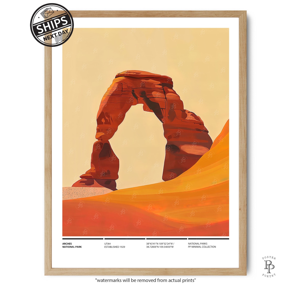 Arches National Park Utah Delicate Arch Minimalist Desert Art Print