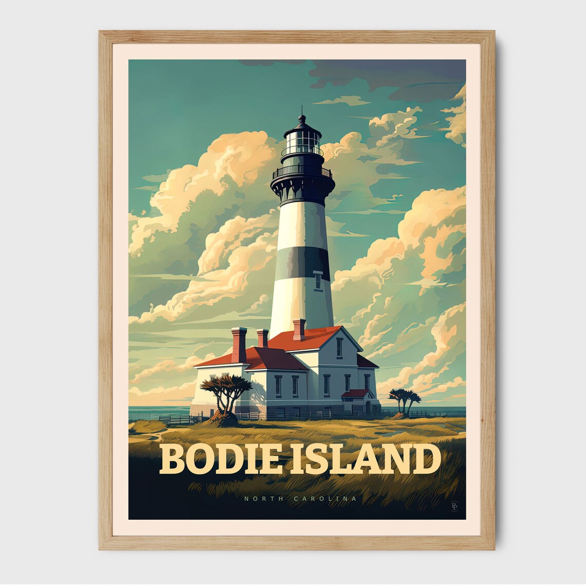 Bodie Island North Carolina Travel Poster, Trendy