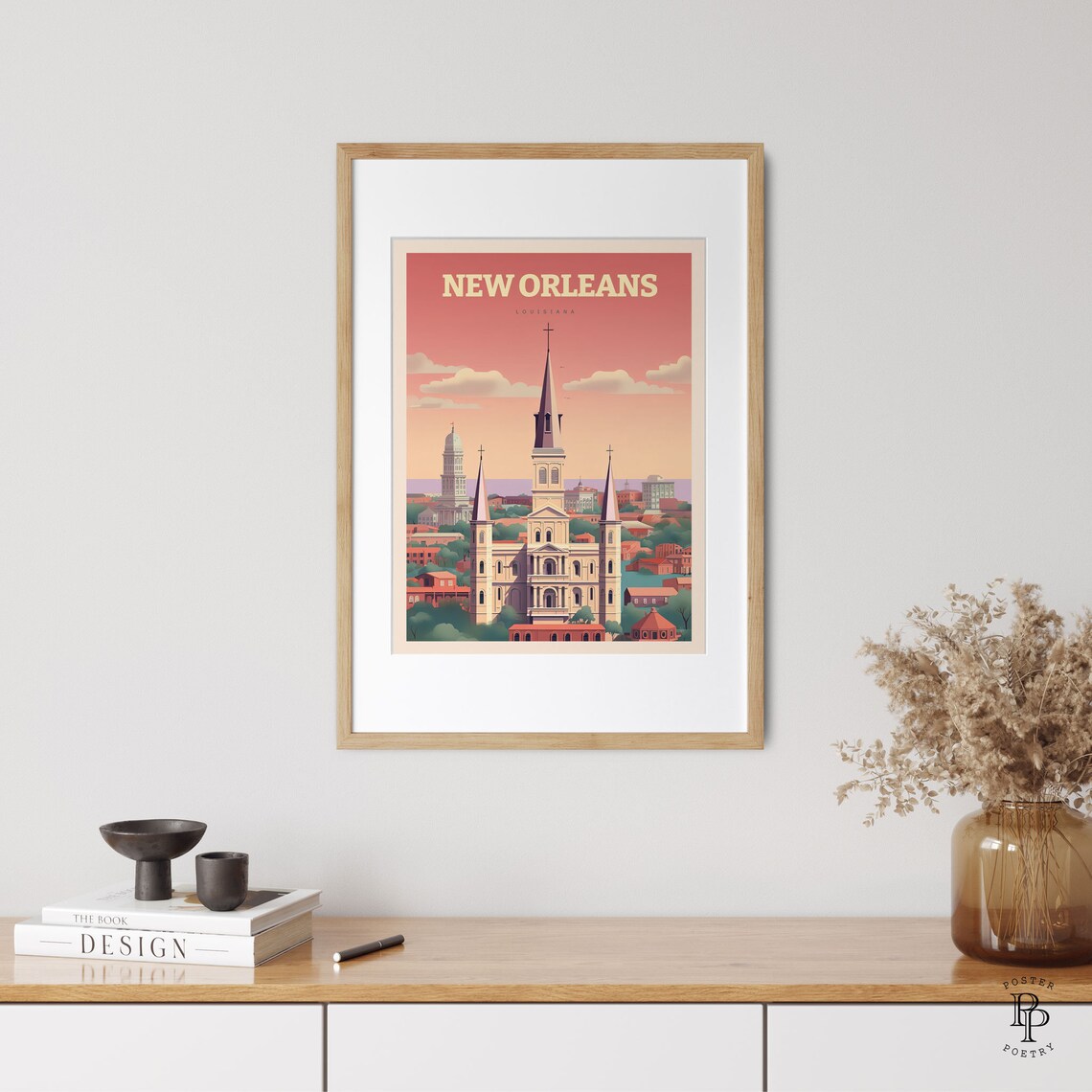 New Orleans Louisiana St Louis Cathedral French Quarter Skyline Poster - Image 3