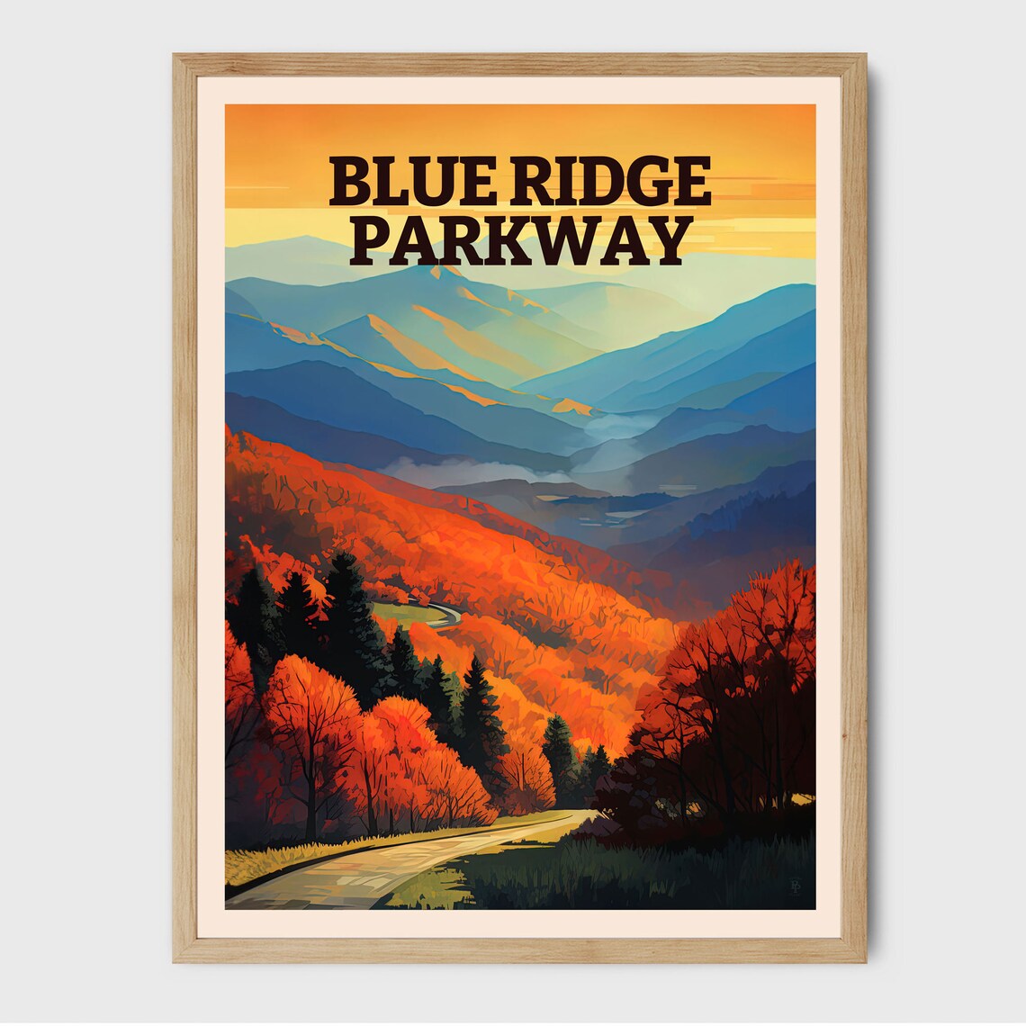 Blue Ridge Parkway Travel Poster, North Carolina Art - Image 4