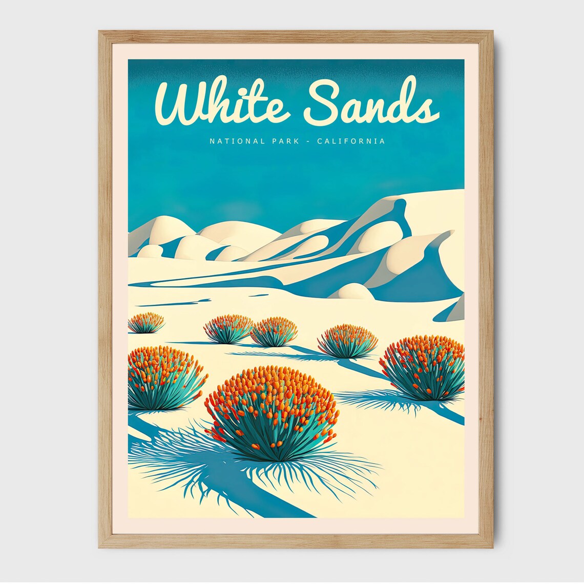 White Sands National Park Travel Poster, Modern Art Print