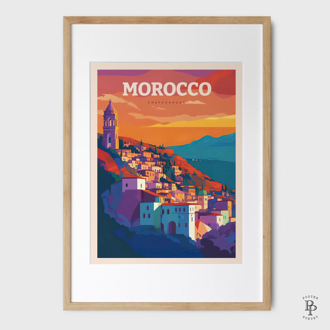 Chefchaouen Morocco Travel Poster, City Illustration - Image 2