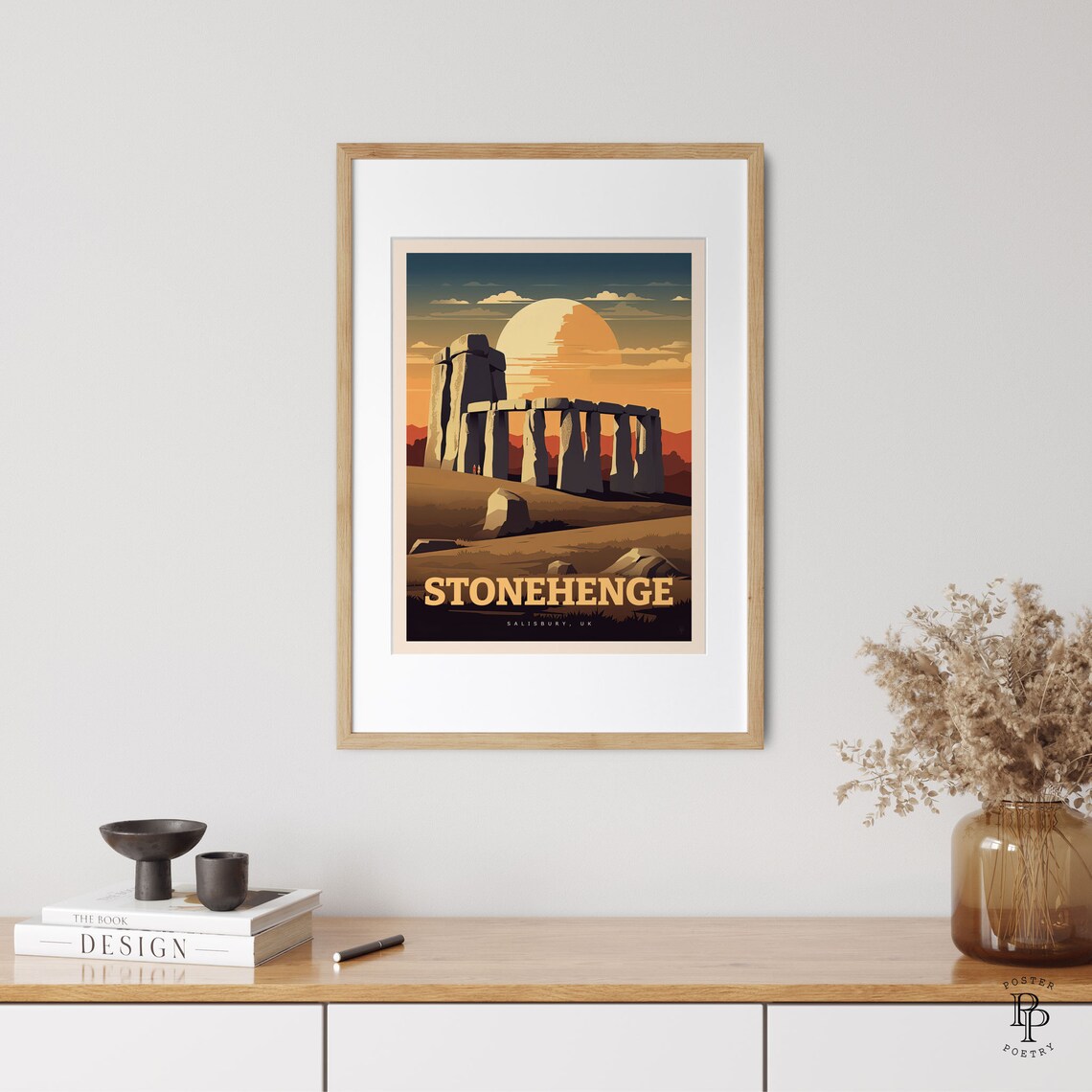Stonehenge Salisbury UK Ancient Stones Golden Sunset Travel Poster - Image 3
