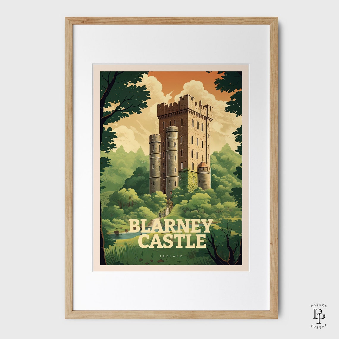 Blarney Castle Ireland Medieval Tower Forest Vintage Travel Poster - Image 4