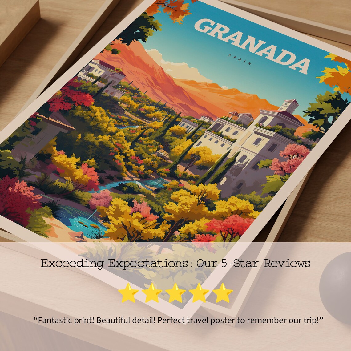 Granada Alhambra Travel Poster, Spain Wall Art - Image 2