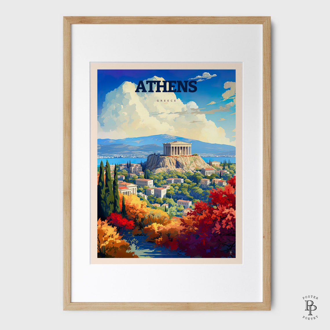 Athens Greece Acropolis Parthenon Hill City View Travel Poster - Image 3
